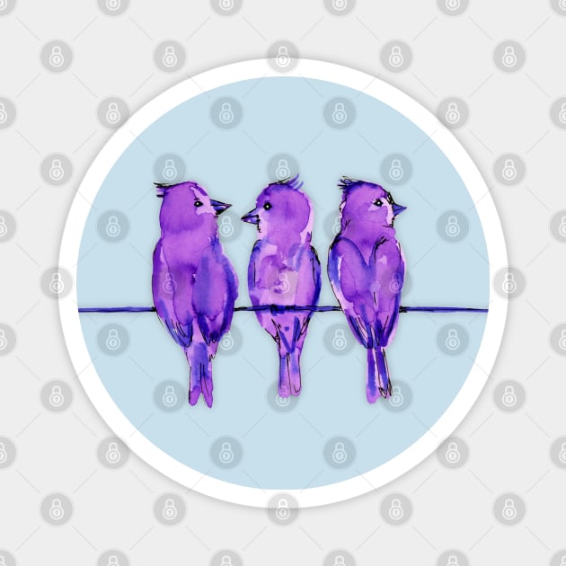 Three purple birds Magnet by Bwiselizzy